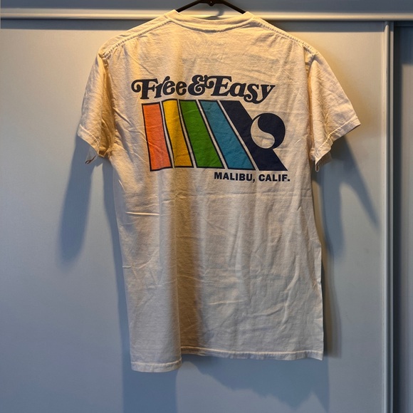 Free & Easy Cream Tee Shirt Malibu California Medium Rainbow - Picture 4 of 4